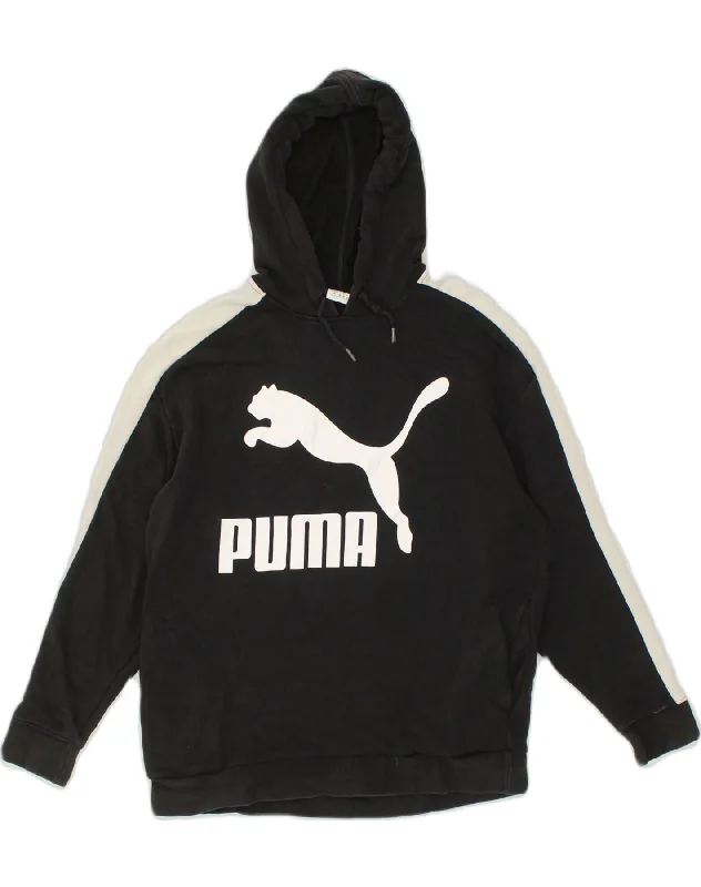 Flash Sale PUMA Womens Graphic Hoodie Jumper UK 10 Small Black Cotton