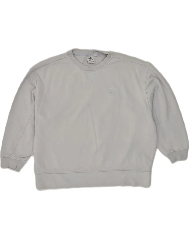 Online Only ADIDAS Womens Sweatshirt Jumper UK 12 Medium  Grey Cotton