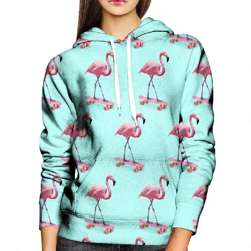 Fantastic Offers Skating Flamingo Womens Hoodie