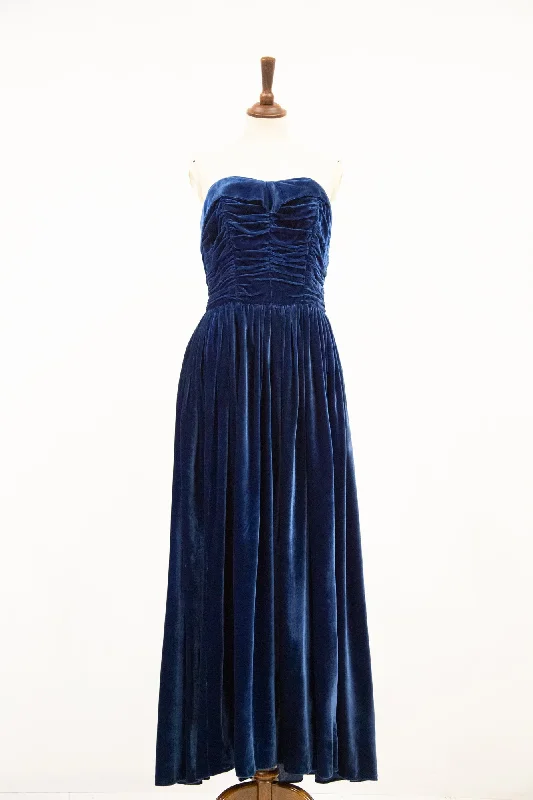 Overstock Vintage 1940s Blue Velvet Gown