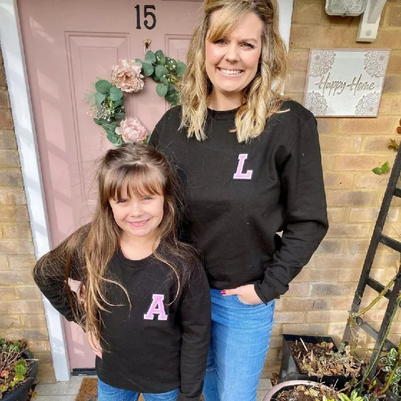 Patch 22 Black Matching Initial Sweatshirts