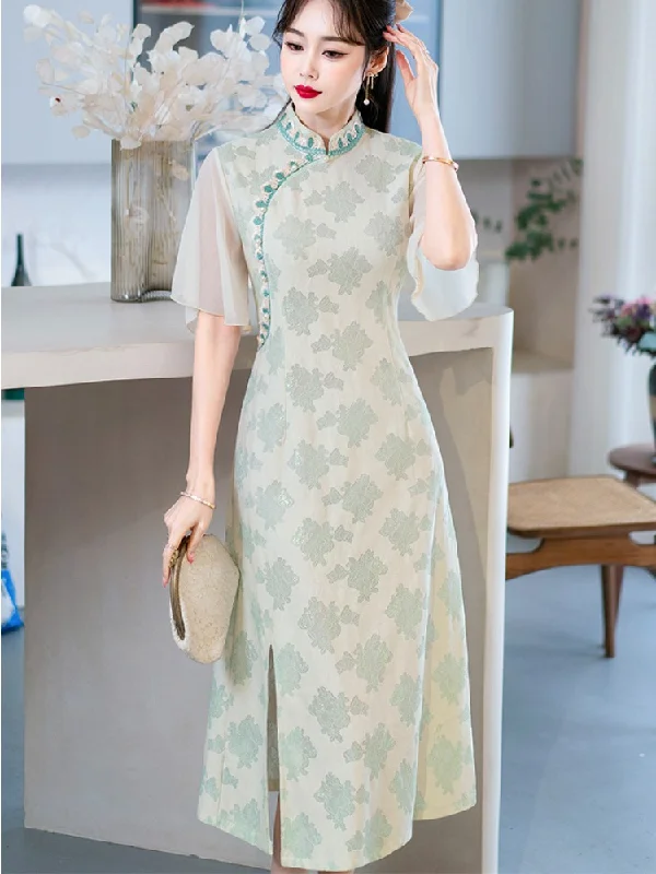 Plus Size Green Modern Cheongsam Dress