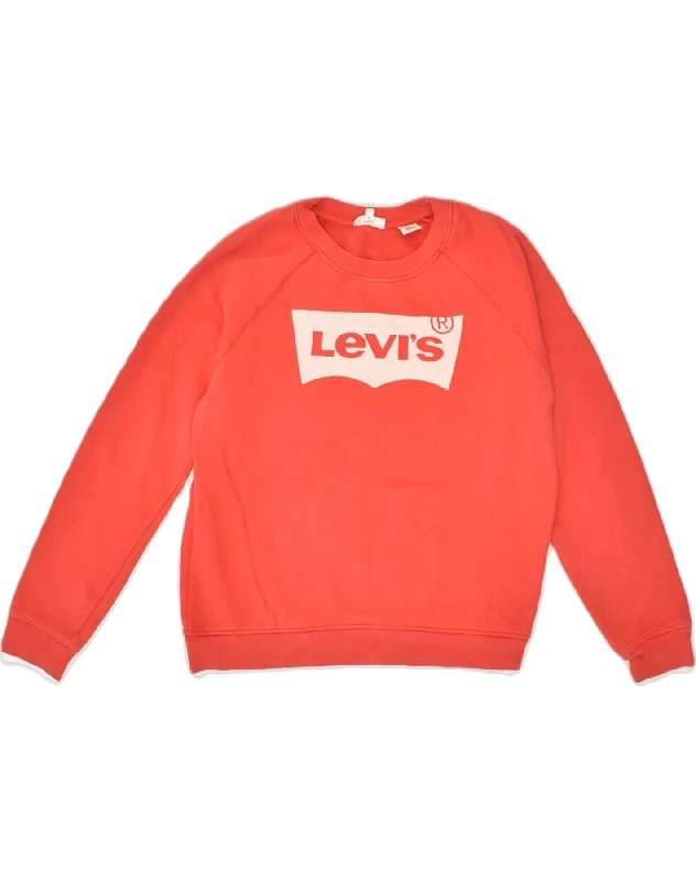 LEVI'S Womens Graphic Sweatshirt Jumper UK 6 XS Red Cotton