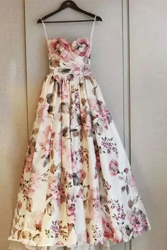 Deal Dash Simple Sweetheart Long Prom Dresses, Prom Outfits Floral Strapless Evening Dresses