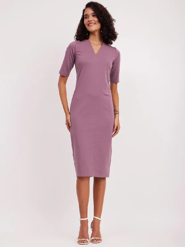 While Supplies Last LivIn Shift V-Neck Dress - Mauve