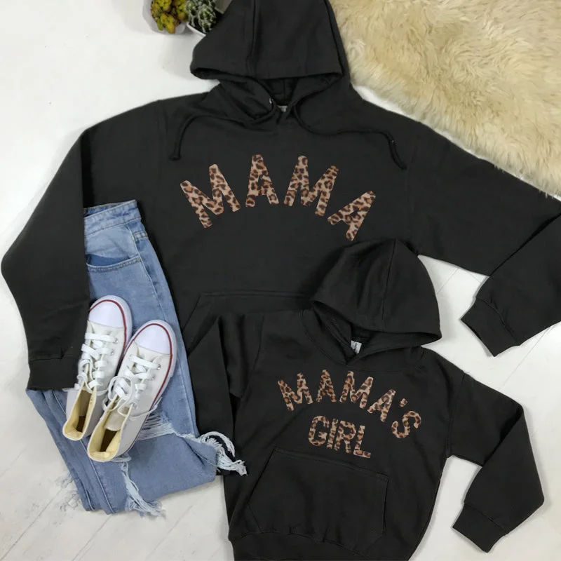 Mama & Mama's Girl Matching Leopard Storm Grey Hoodies (MRK X)