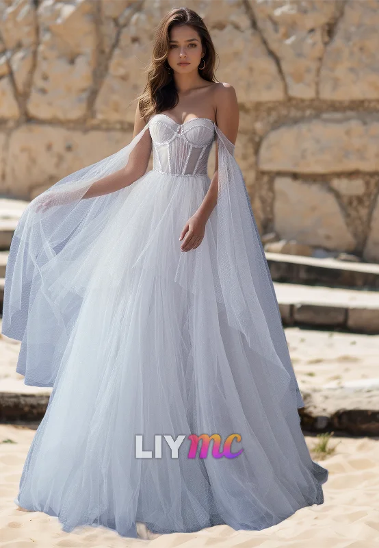 Unbeatable Prices Sweetheart Strapless Tulle A-Line Ball Gown Wedding Dress