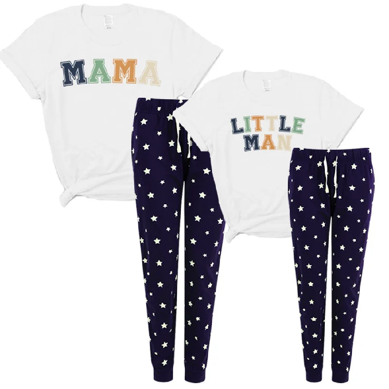 Mama & Little Man Multi-Block Matching Navy Star Pyjamas