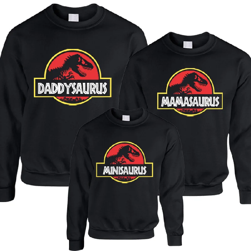 Buy More, Save More Jurassic Daddy, Mama & Mini-Saurus Matching Black Sweatshirts