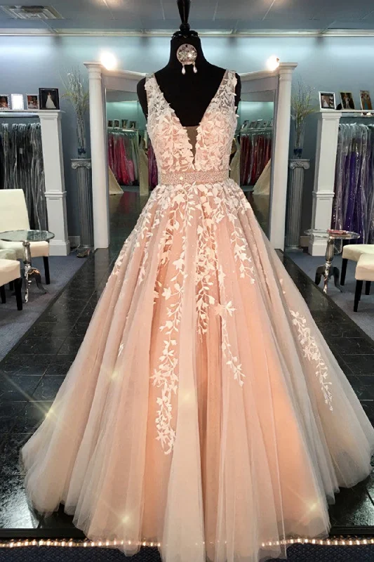 Blowout Sale Deep V Neck Prom Dresses, Handmade Prom Gowns Lace Tulle Quinceanera Dresses, Modest Prom Gowns A Line Dresses, Cute Dresses, Dr0230 Blowout Sale Deep V Neck Prom Dresses, Handmade Prom Gowns Lace Tulle Quinceanera Dresses, Modest Prom Gowns A Line Dresses, Cute Dresses, Dr0230