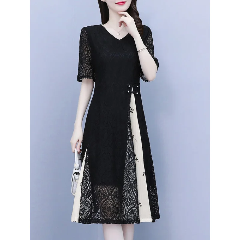 Act Now Plus Size Lace Layer Dress