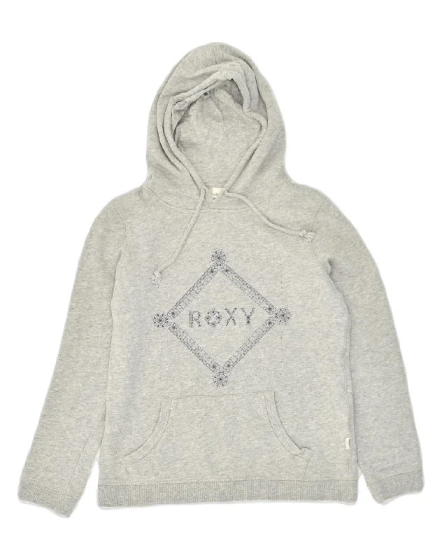 ROXY Womens Graphic Hoodie Jumper UK 10 Small Green Cotton