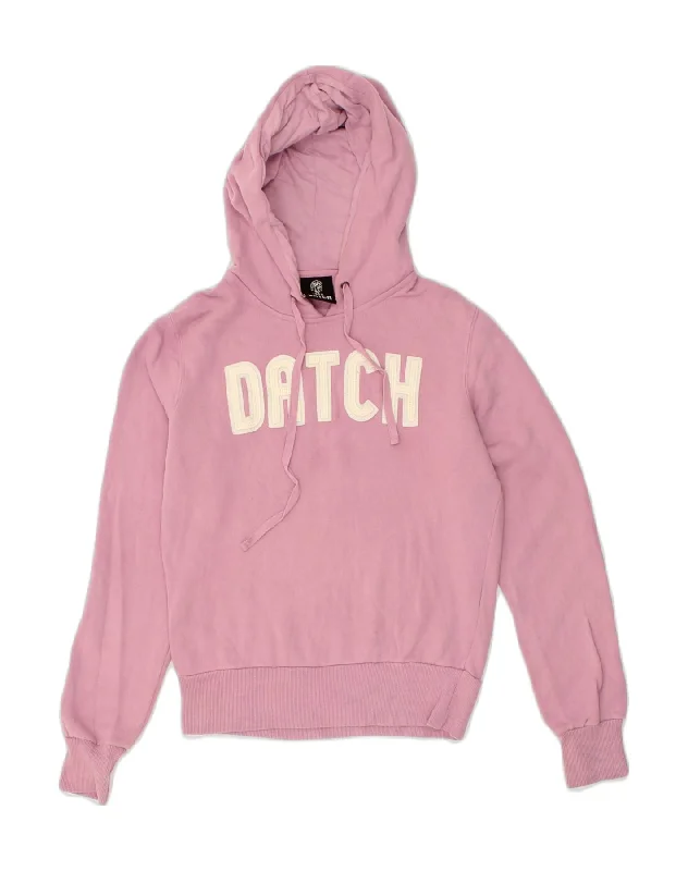 DATCH Womens Graphic Hoodie Jumper UK 14 Medium Pink Cotton