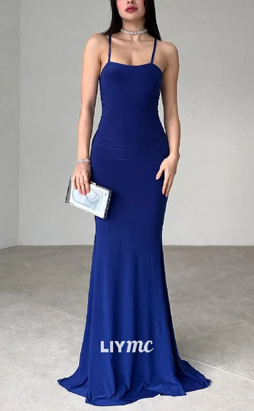 Steals and Deals LP2201 - Square Sleeveless Crisscross Straps Sleek Satin Mermaid Prom Dress Steals and Deals LP2201 - Square Sleeveless Crisscross Straps Sleek Satin Mermaid Prom Dress