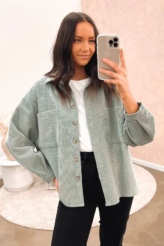 Sneak Peek Sale Hayden Cord Shacket Sage