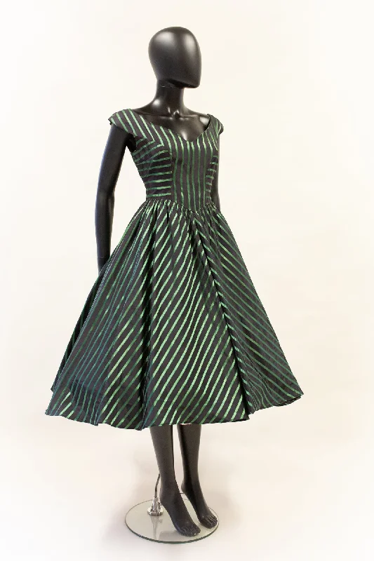 Vintage 1950s Green Stripe Dress