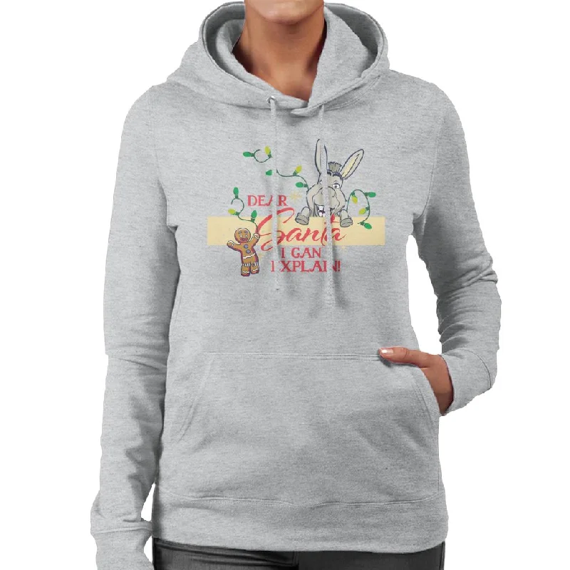 Special Offer Shrek Christmas Donkey Dear Santa I Can Explain Women's Hooded Sweatshirt