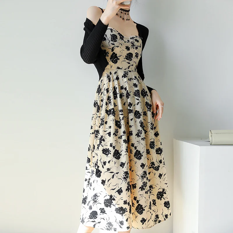 Great Deals Plus Size Floral Bustier Dress And Cardigan Set