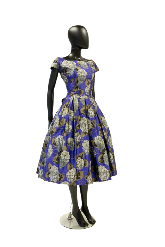 Vintage 1950s Purple Hydrangea Dress