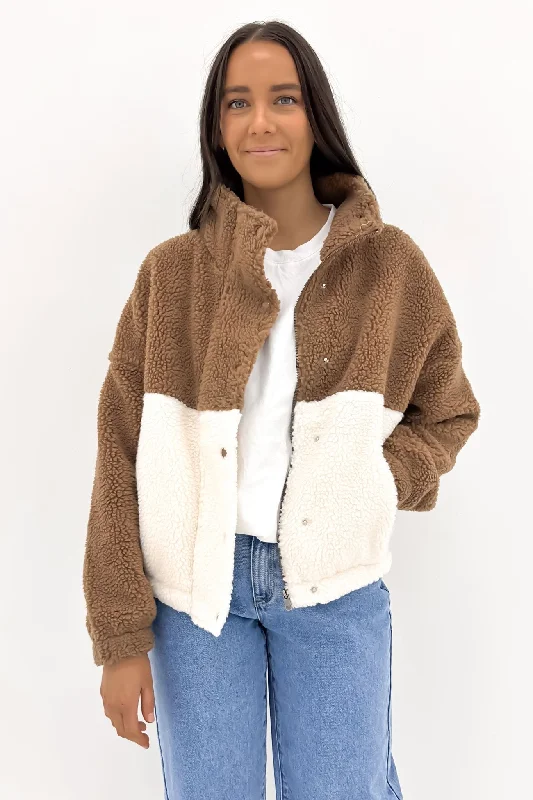 Don't Wait Derby Teddy Jacket Vintage White & Tan