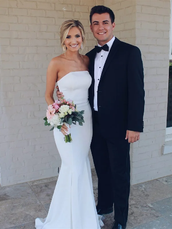 Buy More, Save More Strapless White Sexy Mermaid Wedding Dresses for Summer Simple Wedding Dresses NA2003