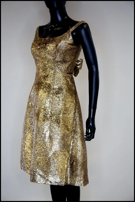 Vintage 1960s Gold Lame Cocktail Dress