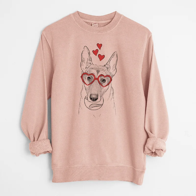 Valentine Greta the German Shepherd - Unisex Pigment Dyed Crew Sweatshirt