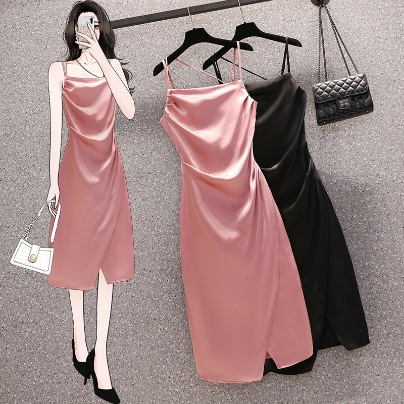 Exclusive Savings Plus Size Drape Party Sateen Cami Dress