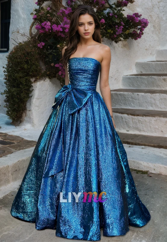 Reduced Prices Straight Across Sleeveless Bowknot A-Line Prom Dress