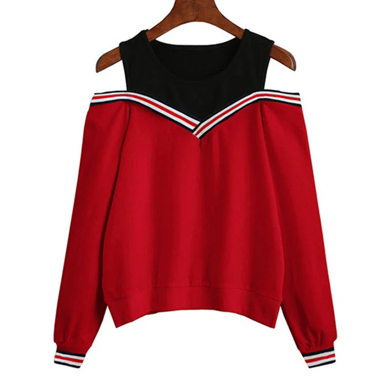 Big Discounts Women Off Shoulder Leisure Pullover Hoodies