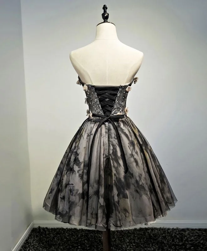 Value Deals Black Lace Tulle Short Prom Dress, Black Homecoming Dress