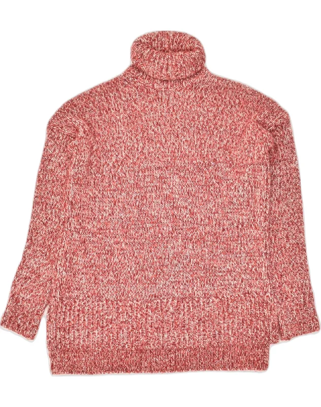 J. CREW Womens Oversized Roll Neck Jumper Sweater UK 2 2XS Red Flecked