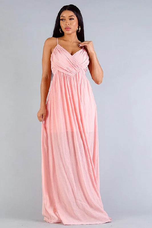 Grand Opening Sale Strap Cross Front Shirred Maxi Dress