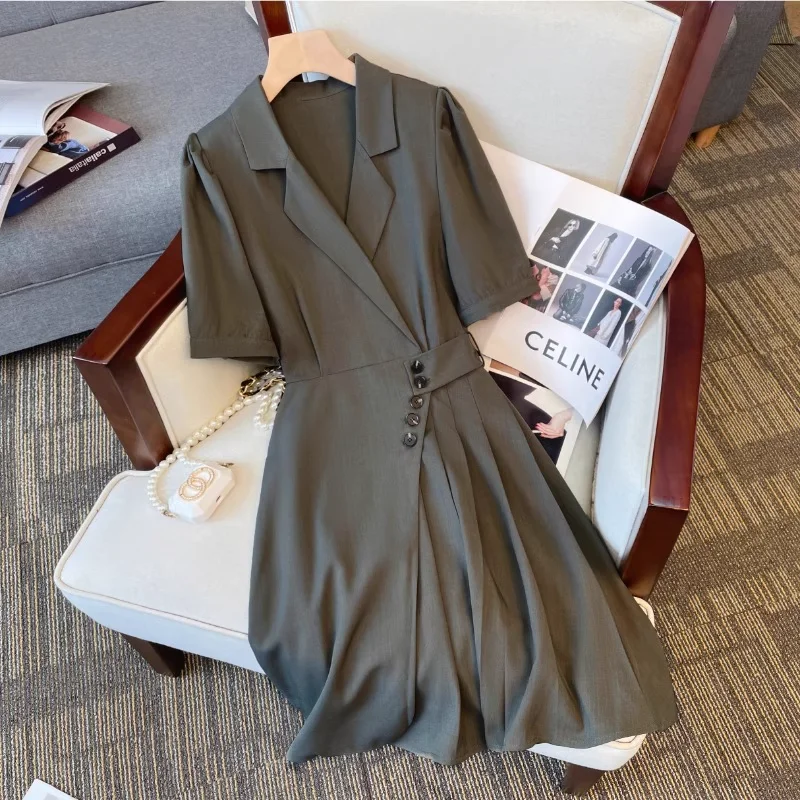 Deal Frenzy Plus Size Korean Tuxedo Shirt Dress