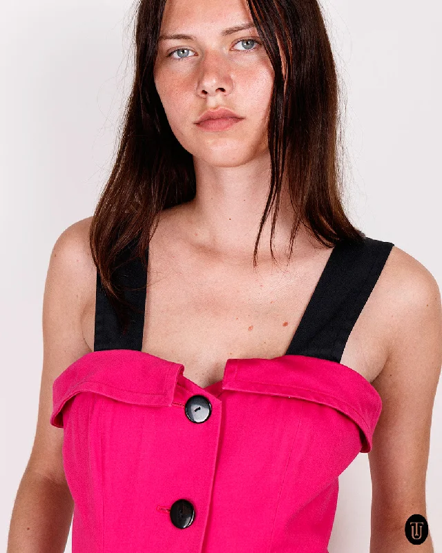Today’s Deal 1980s Yves Saint Laurent Variation Button Down Magenta Cotton Dress S Today’s Deal 1980s Yves Saint Laurent Variation Button Down Magenta Cotton Dress S