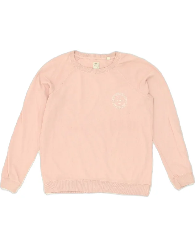 Mega Sale JACK WILLS Womens Sweatshirt Jumper UK 14 Large  Pink Cotton