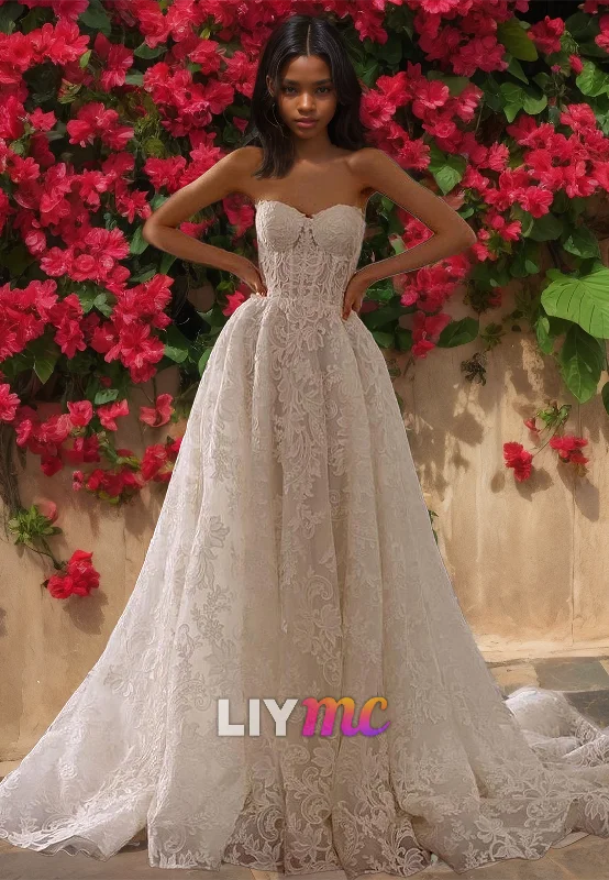 Clearance Sale Sweetheart Sleeveless Appliques Pleated A-Line Wedding Dress