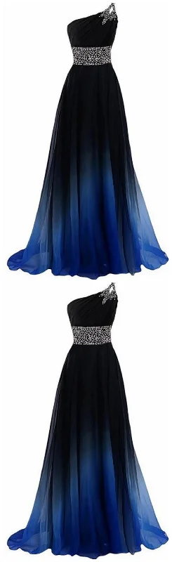Reduced Prices New Arrival One Shoulder Beaded Long Prom Dress, Custom Made Women Party Gowns