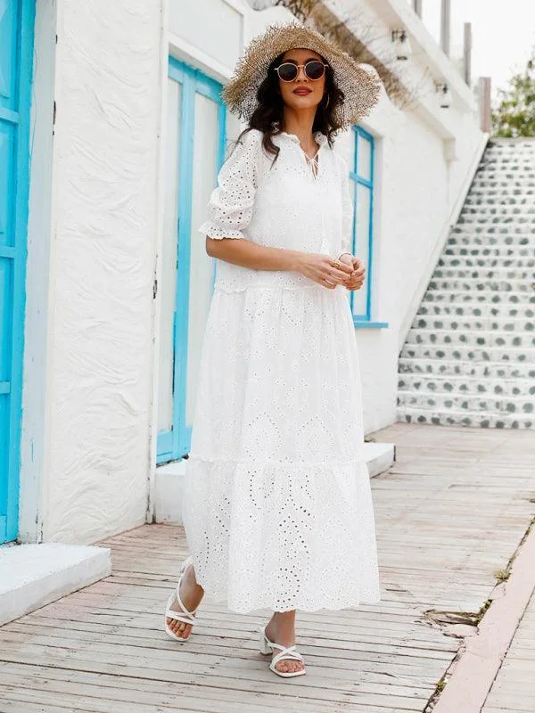 Buy Now Puff Sleeve Cotton Maxi Dress