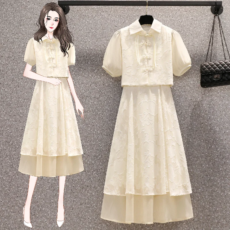 Unmissable Offer Plus Size Cheongsam Jacket and Cami Dress Set
