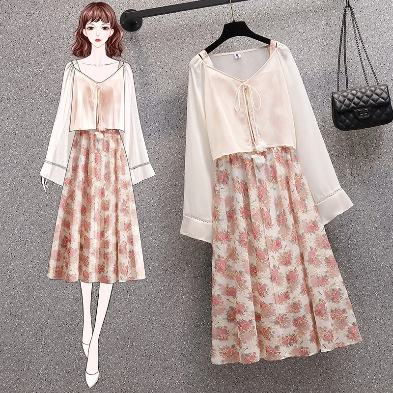 Early Access Plus Size Floral Cami Dress and Chiffon Jacket Set