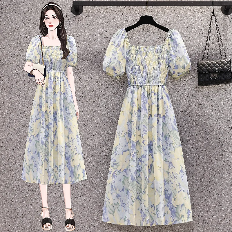 Exclusive Online Offer Plus Size Korean Square Neck Floral Dress