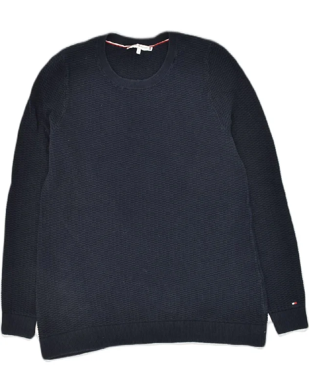 TOMMY HILFIGER Womens Crew Neck Jumper Sweater UK 12 Medium Navy Blue