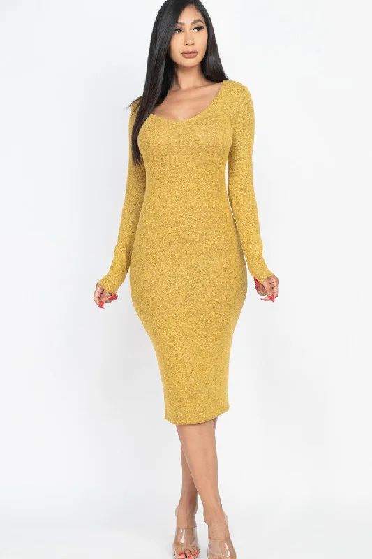 Midnight Madness Ladies Two-Tone Brushed Midi Dress