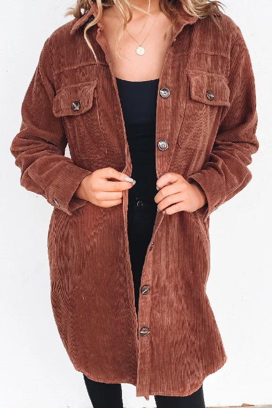 Crazy Deals Alyssa Cord Shacket Brown