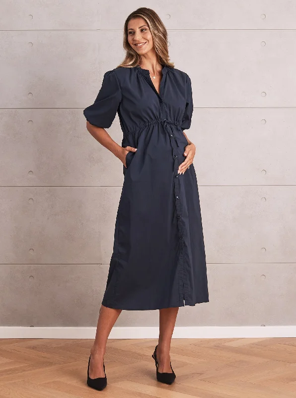 Crazy Savings Joanna Maternity & Nursing Navy Midi Dress