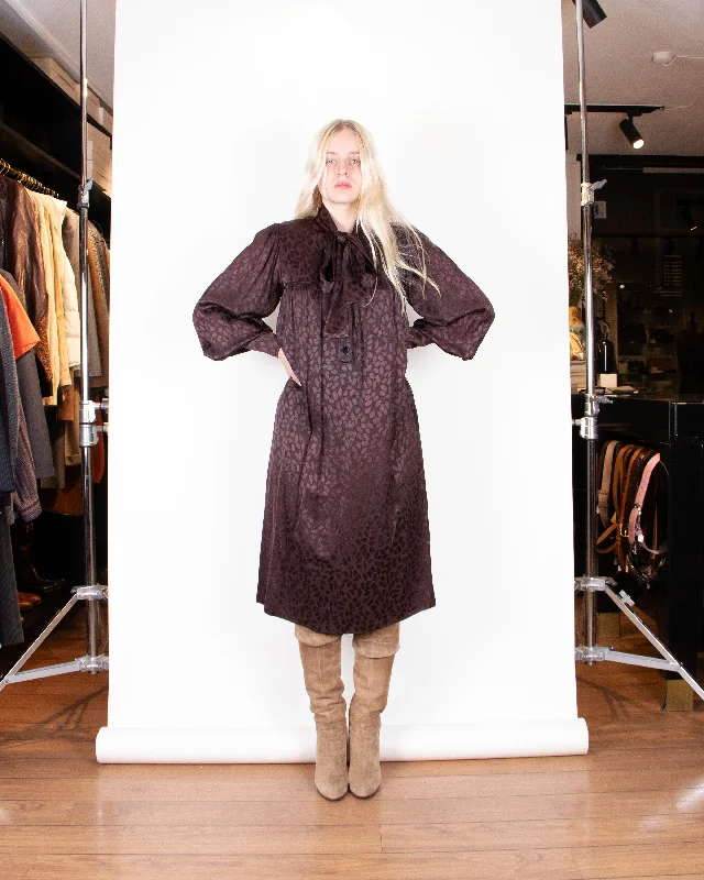 Mega Sale 70s Yves Saint Laurent Rive Gauche Silk Mauve Dress S