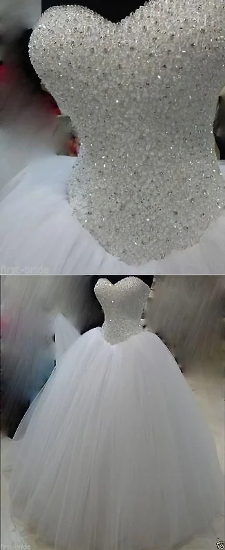 Quick Sale Wedding Dresses, Wedding Gown Bling Beading Sequin Sweetheart A Line Princess Wedding Dresses