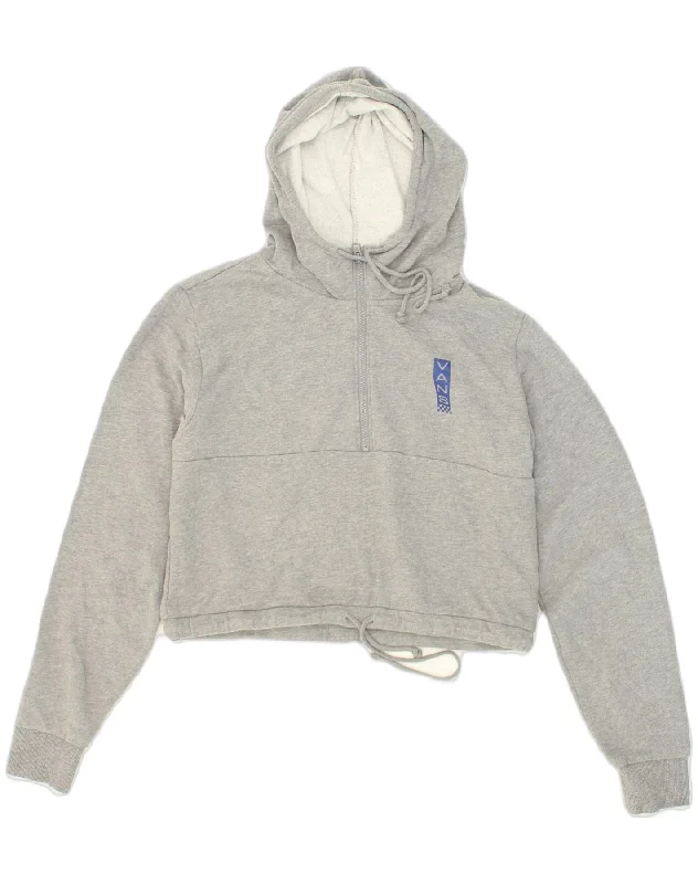 Big Savings VANS Womens Crop Zip Neck Hoodie Jumper UK 12 Medium Grey Cotton