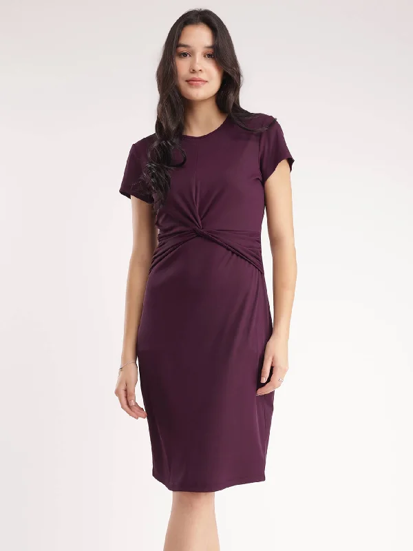 Great Deals Rib Knit Dress - Wine